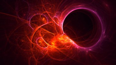 Soyut kırmızı fraktal ışık arkaplanı 3 boyutlu oluşturuluyor