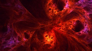 Soyut kırmızı fraktal ışık arkaplanı 3 boyutlu oluşturuluyor
