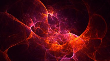 Soyut kırmızı fraktal ışık arkaplanı 3 boyutlu oluşturuluyor