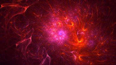 Soyut kırmızı fraktal ışık arkaplanı 3 boyutlu oluşturuluyor