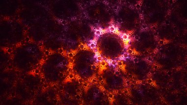 Soyut kırmızı fraktal ışık arkaplanı 3 boyutlu oluşturuluyor