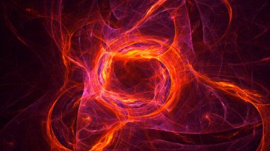 Soyut kırmızı fraktal ışık arkaplanı 3 boyutlu oluşturuluyor