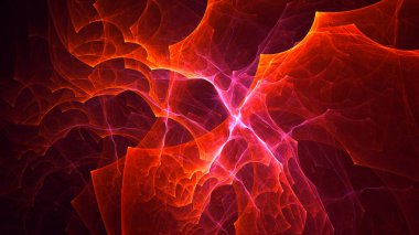 Soyut kırmızı fraktal ışık arkaplanı 3 boyutlu oluşturuluyor