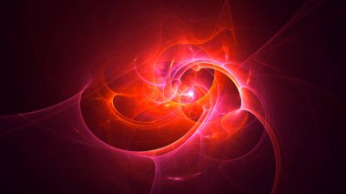 Soyut kırmızı fraktal ışık arkaplanı 3 boyutlu oluşturuluyor