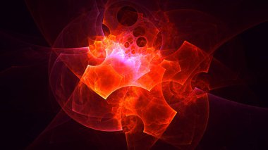 Soyut fraktal ışık arkaplanı 3 boyutlu oluşturuluyor