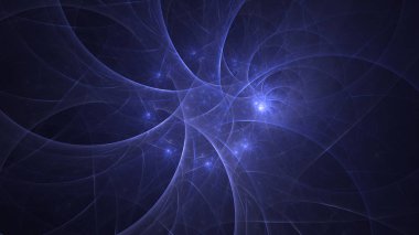 Soyut mavi fraktal ışık arkaplanı 3 boyutlu oluşturuluyor