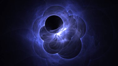 Soyut mavi fraktal ışık arkaplanı 3 boyutlu oluşturuluyor