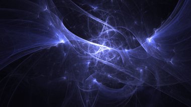 Soyut mavi fraktal ışık arkaplanı 3 boyutlu oluşturuluyor