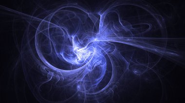 Soyut mavi fraktal ışık arkaplanı 3 boyutlu oluşturuluyor