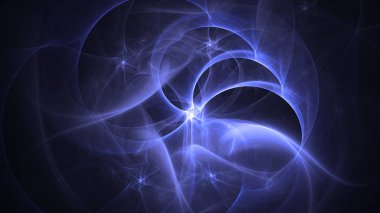 Soyut mavi fraktal ışık arkaplanı 3 boyutlu oluşturuluyor
