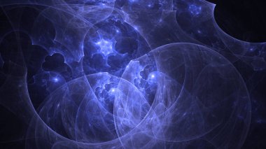 Soyut mavi fraktal ışık arkaplanı 3 boyutlu oluşturuluyor