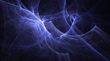 Soyut mavi fraktal ışık arkaplanı 3 boyutlu oluşturuluyor