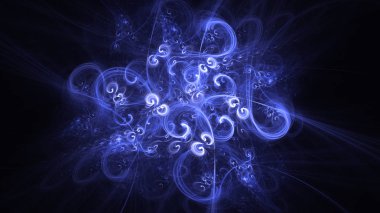 Soyut mavi fraktal ışık arkaplanı 3 boyutlu oluşturuluyor