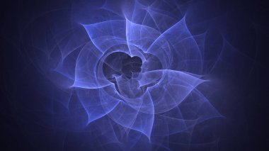 Soyut mavi fraktal ışık arkaplanı 3 boyutlu oluşturuluyor