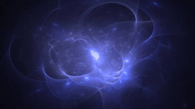 Soyut mavi fraktal ışık arkaplanı 3 boyutlu oluşturuluyor