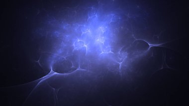 Soyut mavi fraktal ışık arkaplanı 3 boyutlu oluşturuluyor