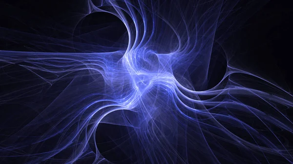 Soyut mavi fraktal ışık arkaplanı 3 boyutlu oluşturuluyor