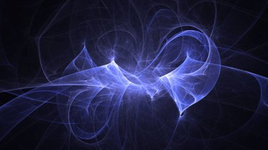 Soyut mavi fraktal ışık arkaplanı 3 boyutlu oluşturuluyor