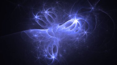 Soyut mavi fraktal ışık arkaplanı 3 boyutlu oluşturuluyor