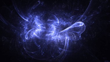 Soyut mavi fraktal ışık arkaplanı 3 boyutlu oluşturuluyor