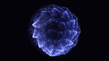 Soyut mavi fraktal ışık arkaplanı 3 boyutlu oluşturuluyor