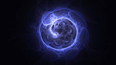 Soyut mavi fraktal ışık arkaplanı 3 boyutlu oluşturuluyor
