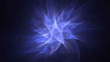 Soyut mavi fraktal ışık arkaplanı 3 boyutlu oluşturuluyor