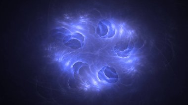 Soyut mavi fraktal ışık arkaplanı 3 boyutlu oluşturuluyor