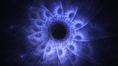 Soyut mavi fraktal ışık arkaplanı 3 boyutlu oluşturuluyor