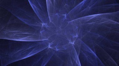 Soyut mavi fraktal ışık arkaplanı 3 boyutlu oluşturuluyor