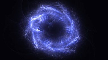 Soyut mavi fraktal ışık arkaplanı 3 boyutlu oluşturuluyor