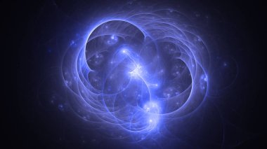 Soyut mavi fraktal ışık arkaplanı 3 boyutlu oluşturuluyor