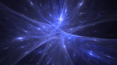 Soyut mavi fraktal ışık arkaplanı 3 boyutlu oluşturuluyor