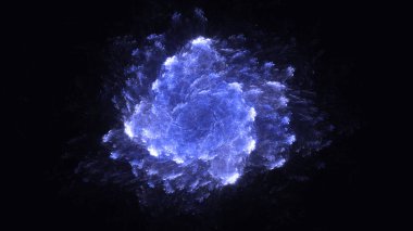 Soyut mavi fraktal ışık arkaplanı 3 boyutlu oluşturuluyor