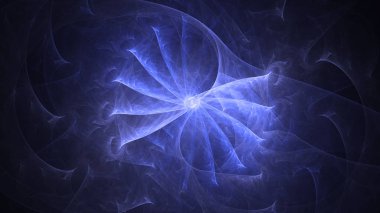 Soyut mavi fraktal ışık arkaplanı 3 boyutlu oluşturuluyor