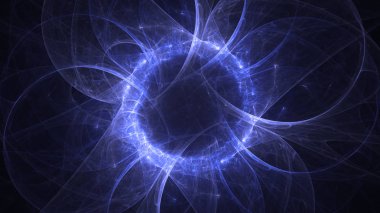 Soyut mavi fraktal ışık arkaplanı 3 boyutlu oluşturuluyor