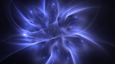 Soyut mavi fraktal ışık arkaplanı 3 boyutlu oluşturuluyor