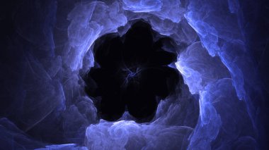 Soyut mavi fraktal ışık arkaplanı 3 boyutlu oluşturuluyor