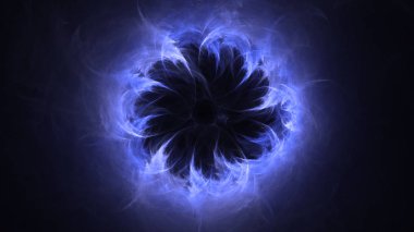 Soyut mavi fraktal ışık arkaplanı 3 boyutlu oluşturuluyor