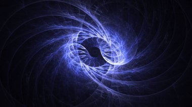 Soyut mavi fraktal ışık arkaplanı 3 boyutlu oluşturuluyor