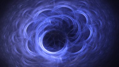 Soyut mavi fraktal ışık arkaplanı 3 boyutlu oluşturuluyor