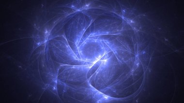 Soyut mavi fraktal ışık arkaplanı 3 boyutlu oluşturuluyor
