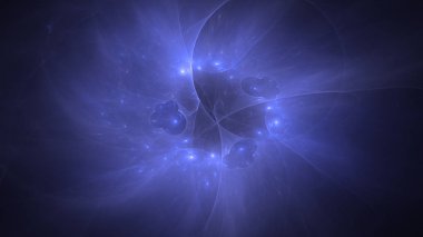 Soyut mavi fraktal ışık arkaplanı 3 boyutlu oluşturuluyor