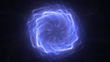 Soyut mavi fraktal ışık arkaplanı 3 boyutlu oluşturuluyor