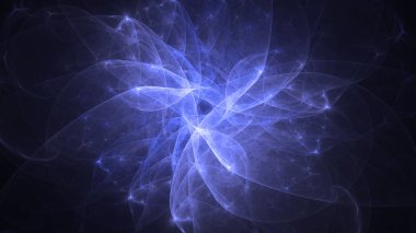 Soyut mavi fraktal ışık arkaplanı 3 boyutlu oluşturuluyor