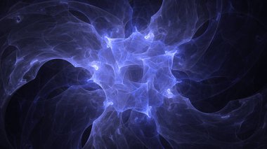 Soyut mavi fraktal ışık arkaplanı 3 boyutlu oluşturuluyor