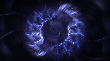Soyut mavi fraktal ışık arkaplanı 3 boyutlu oluşturuluyor