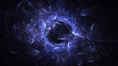 Soyut mavi fraktal ışık arkaplanı 3 boyutlu oluşturuluyor
