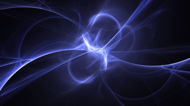 Soyut mavi fraktal ışık arkaplanı 3 boyutlu oluşturuluyor