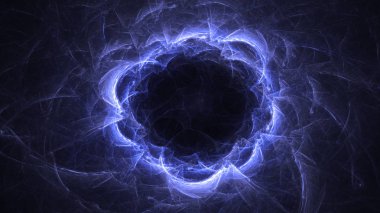 Soyut mavi fraktal ışık arkaplanı 3 boyutlu oluşturuluyor